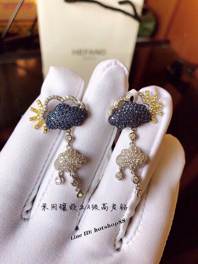 HEFANG Jewelry/何方珠寶天氣系列雲朵初晴耳釘流蘇氣質耳環 zgb1680